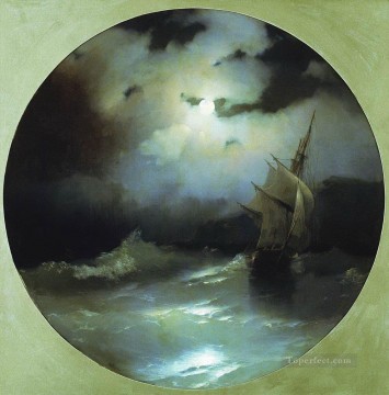 風景 Painting - イワン・アイヴァゾフスキー 月夜の海 海の波